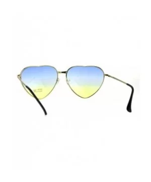 Oceanic Gradient Lens Heart Shape Valentine Love Metal Rim Sunglasses - Blue Yellow - C2185NNHTW9 $9.08 Rectangular