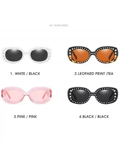 2019 New Luxury Women Vintage Rhinestones Sun Glasses Round Frame Gradient Mirror Shades - White - CM18ME64NCX $8.71 Oversized