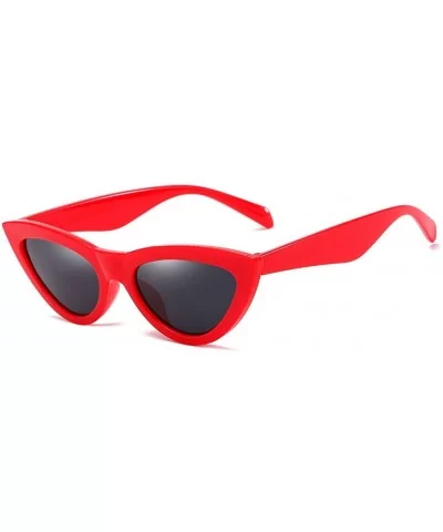 Women Sunglasses Retro Black Grey Drive Holiday Oval Non-Polarized UV400 - Red Grey - CT18R8393ZK $7.17 Oval