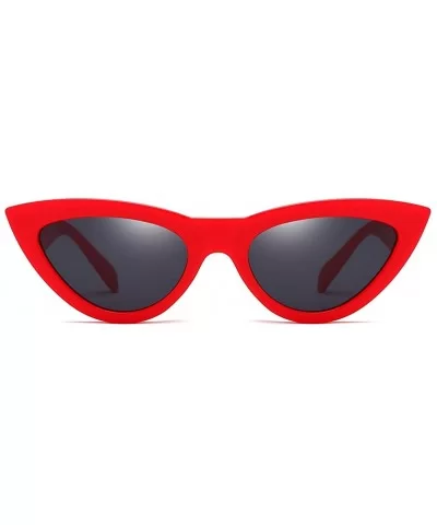 Women Sunglasses Retro Black Grey Drive Holiday Oval Non-Polarized UV400 - Red Grey - CT18R8393ZK $7.17 Oval