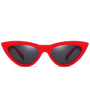 Women Sunglasses Retro Black Grey Drive Holiday Oval Non-Polarized UV400 - Red Grey - CT18R8393ZK $7.17 Oval