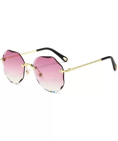 Rimless and Cut-Edge Sunglasses for Women with Polygonal Ocean Pieces - 2 - C9198SIDQWD $25.24 Rimless