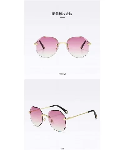 Rimless and Cut-Edge Sunglasses for Women with Polygonal Ocean Pieces - 2 - C9198SIDQWD $25.24 Rimless