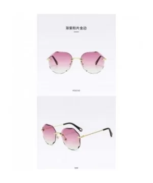 Rimless and Cut-Edge Sunglasses for Women with Polygonal Ocean Pieces - 2 - C9198SIDQWD $25.24 Rimless