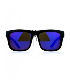 Mens Mirror Lens Gangster Oversize Horn Rim Cholo Sunglasses - Blue Revo - CO12MX99N0G $6.52 Oversized