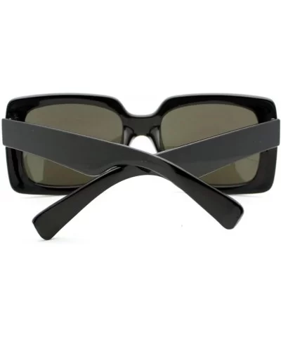 Womens Thick Plastic Rectangular Groovy Retro Mirrored Lens Sunglasses Black Blue - C611YHV1HNJ $5.94 Square