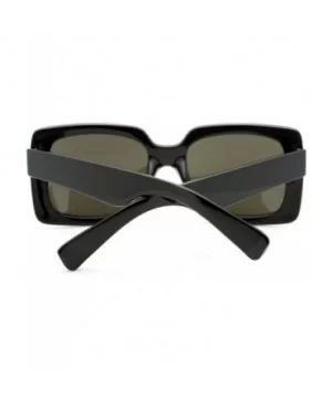 Womens Thick Plastic Rectangular Groovy Retro Mirrored Lens Sunglasses Black Blue - C611YHV1HNJ $5.94 Square