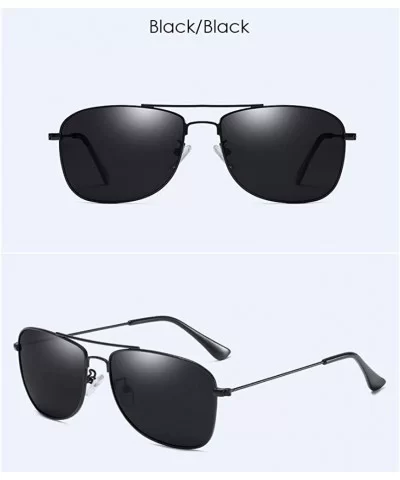 Men's metal polarizing sunglasses square anti-glare polarizing driving Sunglasses - E - CP18QQ2DYLD $33.70 Aviator