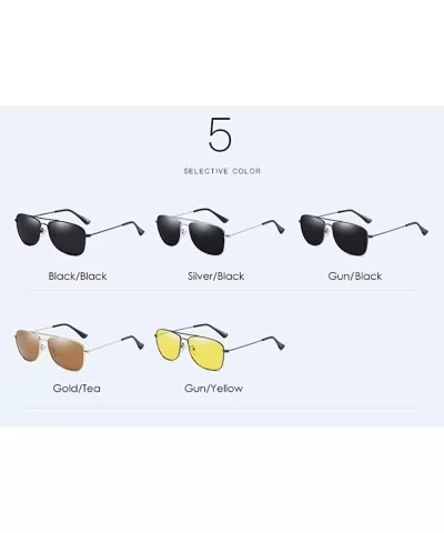 Men's metal polarizing sunglasses square anti-glare polarizing driving Sunglasses - E - CP18QQ2DYLD $33.70 Aviator