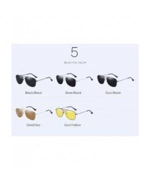 Men's metal polarizing sunglasses square anti-glare polarizing driving Sunglasses - E - CP18QQ2DYLD $33.70 Aviator