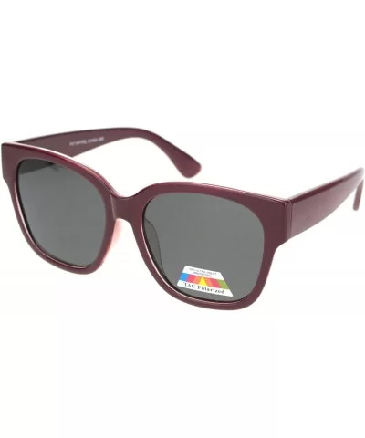 Womens Polarized Lens Designer Horn Rim Diva Sunglasses - Burgundy Black - CB18O44N3EQ $8.94 Rectangular