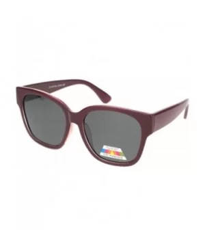 Womens Polarized Lens Designer Horn Rim Diva Sunglasses - Burgundy Black - CB18O44N3EQ $8.94 Rectangular