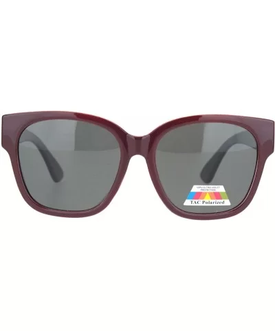 Womens Polarized Lens Designer Horn Rim Diva Sunglasses - Burgundy Black - CB18O44N3EQ $8.94 Rectangular