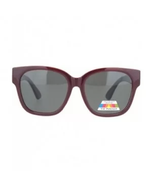 Womens Polarized Lens Designer Horn Rim Diva Sunglasses - Burgundy Black - CB18O44N3EQ $8.94 Rectangular