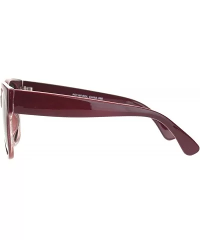 Womens Polarized Lens Designer Horn Rim Diva Sunglasses - Burgundy Black - CB18O44N3EQ $8.94 Rectangular