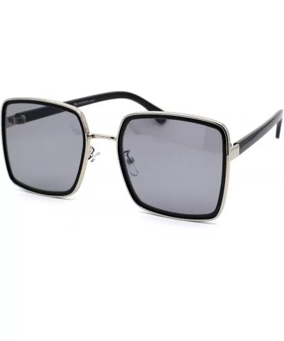 Womens Classic 90s Double Rim Squared Butterfly Sunglasses - Silver Black Solid Black - C218WMQCTNO $10.76 Butterfly