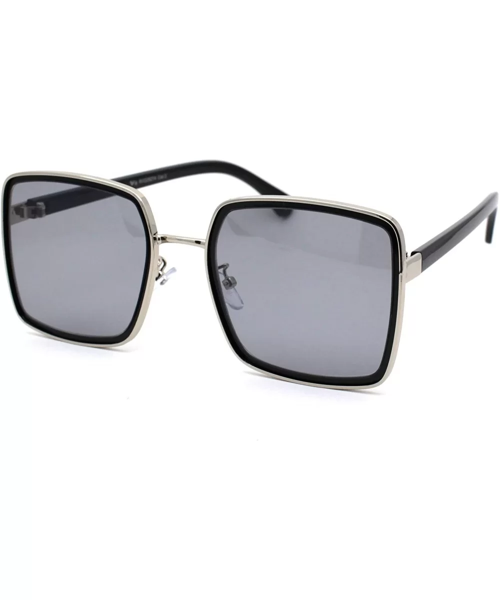 Womens Classic 90s Double Rim Squared Butterfly Sunglasses - Silver Black Solid Black - C218WMQCTNO $10.76 Butterfly