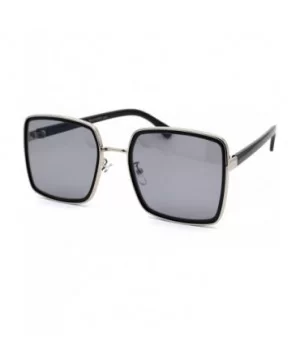 Womens Classic 90s Double Rim Squared Butterfly Sunglasses - Silver Black Solid Black - C218WMQCTNO $10.76 Butterfly