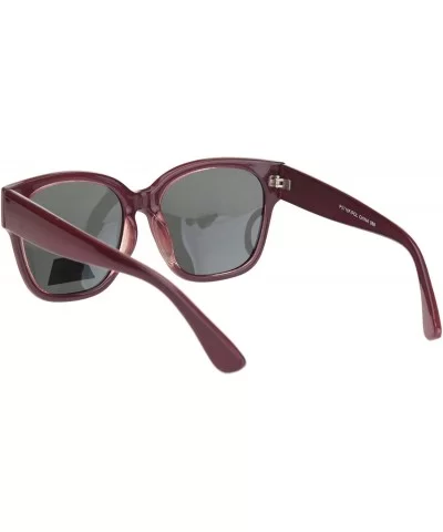 Womens Polarized Lens Designer Horn Rim Diva Sunglasses - Burgundy Black - CB18O44N3EQ $8.94 Rectangular