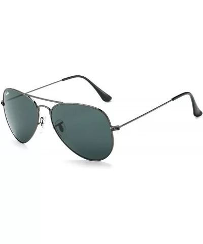 Aviator Sunglasses for Men- Classic Metal Frame Sunglasses for Women 100% Glass Lens - C9194OO89WK $19.38 Sport