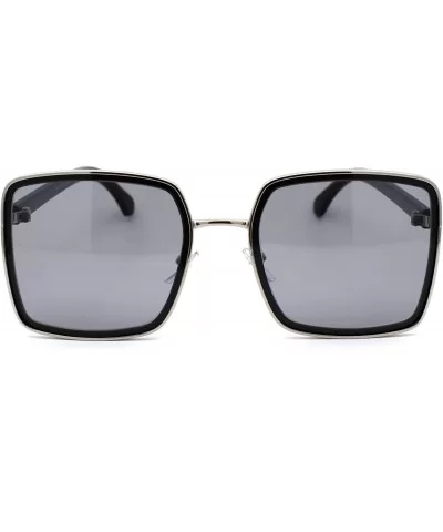 Womens Classic 90s Double Rim Squared Butterfly Sunglasses - Silver Black Solid Black - C218WMQCTNO $10.76 Butterfly