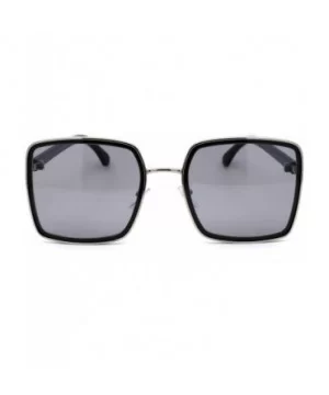 Womens Classic 90s Double Rim Squared Butterfly Sunglasses - Silver Black Solid Black - C218WMQCTNO $10.76 Butterfly