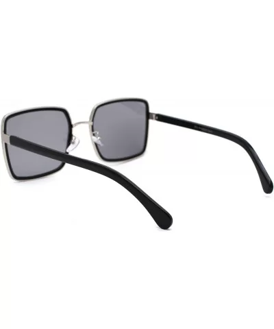 Womens Classic 90s Double Rim Squared Butterfly Sunglasses - Silver Black Solid Black - C218WMQCTNO $10.76 Butterfly