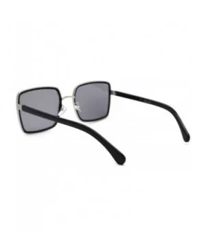 Womens Classic 90s Double Rim Squared Butterfly Sunglasses - Silver Black Solid Black - C218WMQCTNO $10.76 Butterfly