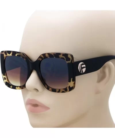 Oversize Square Sunglasses Women Multi Tinted Frame Fashion Modern Shades - Tortoise - CP18CYA04RU $7.28 Square