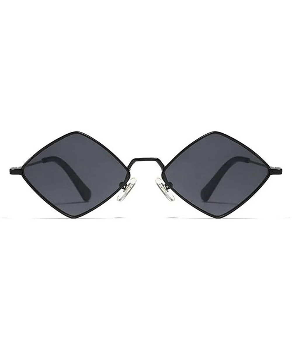 Hip-Hop Irregular Metal Small Frame Clear Color Lens Sunglasses - Black - C418UZIOD3W $7.44 Oval