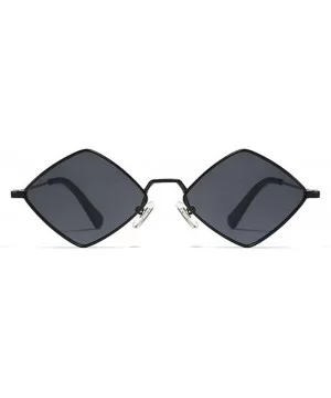 Hip-Hop Irregular Metal Small Frame Clear Color Lens Sunglasses - Black - C418UZIOD3W $7.44 Oval