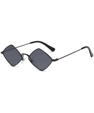 Hip-Hop Irregular Metal Small Frame Clear Color Lens Sunglasses - Black - C418UZIOD3W $7.44 Oval