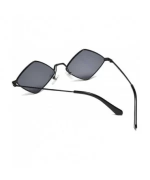 Hip-Hop Irregular Metal Small Frame Clear Color Lens Sunglasses - Black - C418UZIOD3W $7.44 Oval