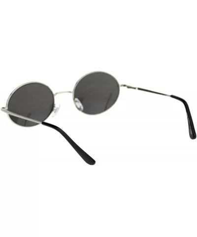 Round Oval Metal Frame Sunglasses Unisex Fashion Spring Hinge UV 400 - Silver (Black) - CB18A20GM2S $7.07 Round