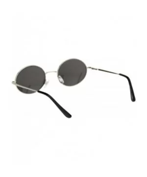 Round Oval Metal Frame Sunglasses Unisex Fashion Spring Hinge UV 400 - Silver (Black) - CB18A20GM2S $7.07 Round