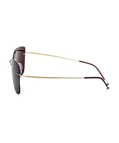 100% Real Titanium No Screw Rimless Polarized Sunglasses For Men Women Ultralight - C3184K9MQT5 $29.22 Square