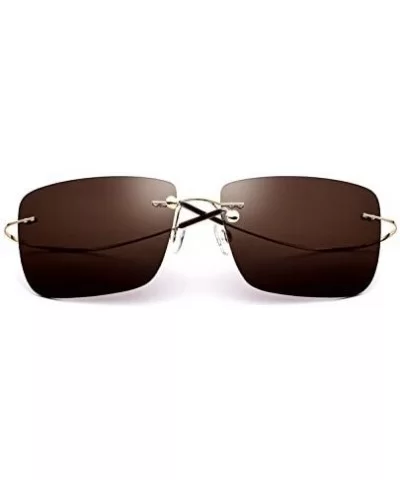 100% Real Titanium No Screw Rimless Polarized Sunglasses For Men Women Ultralight - C3184K9MQT5 $29.22 Square