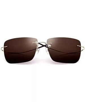 100% Real Titanium No Screw Rimless Polarized Sunglasses For Men Women Ultralight - C3184K9MQT5 $29.22 Square