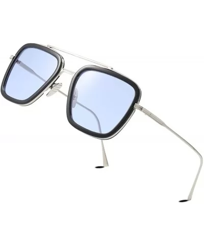 Retro Square Aviator Sunglasses for Men Women Classic Tony Stark Sunglasses Square Pilot Shades - C218W0RY3DQ $8.73 Square