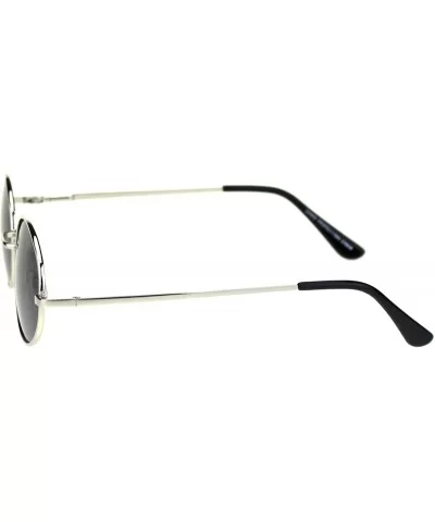 Round Oval Metal Frame Sunglasses Unisex Fashion Spring Hinge UV 400 - Silver (Black) - CB18A20GM2S $7.07 Round