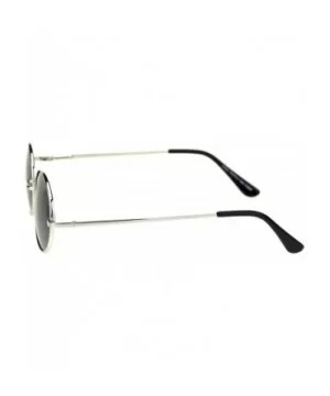 Round Oval Metal Frame Sunglasses Unisex Fashion Spring Hinge UV 400 - Silver (Black) - CB18A20GM2S $7.07 Round