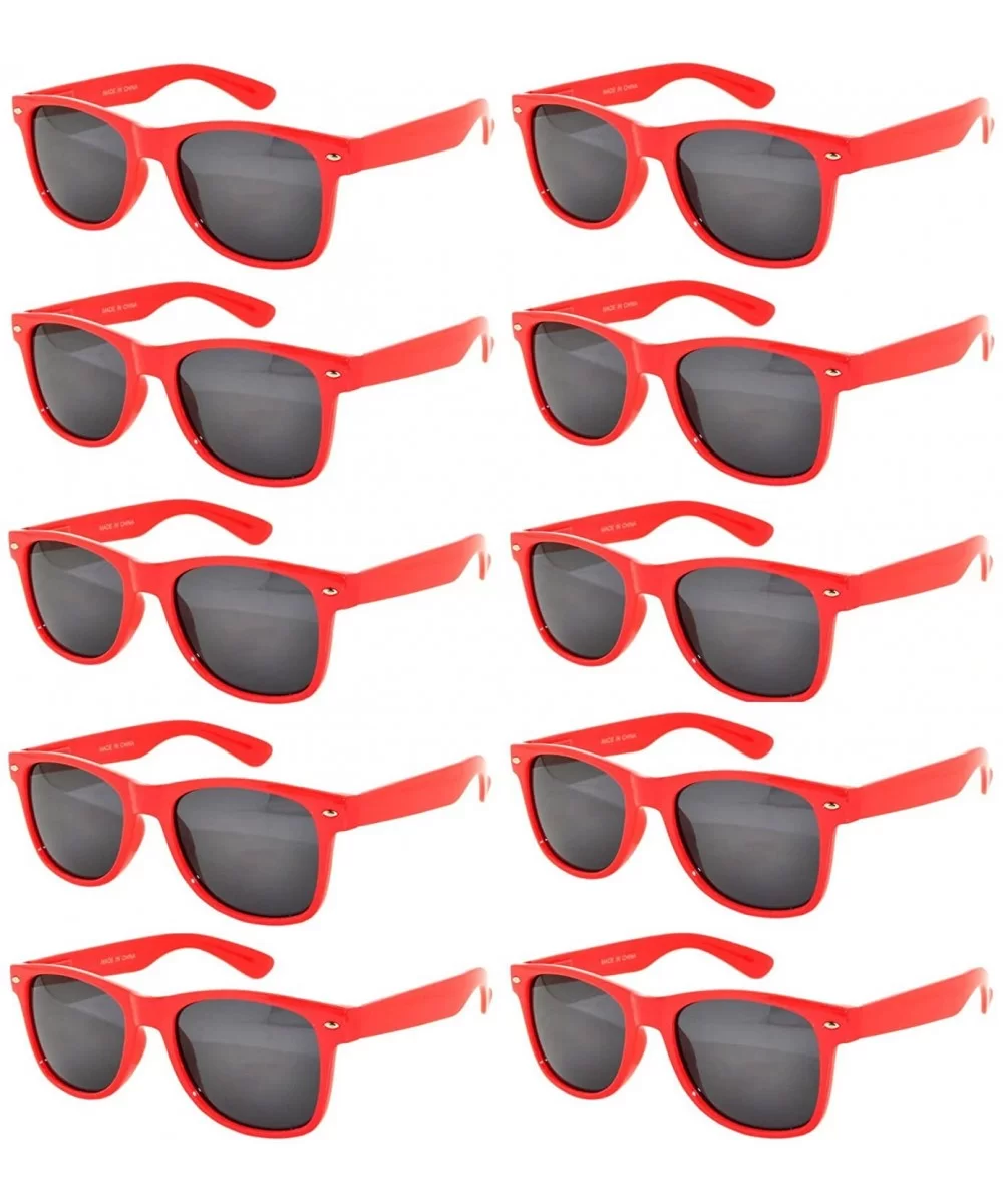 Wholesale 10 Pack Colored Frame Vintage Retro Sunglasses Smoke Lens - Red_10_pairs - CU1273D089L $13.58 Wayfarer