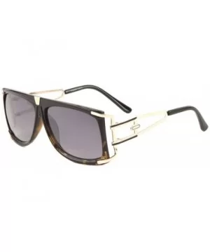 Gazelle Superfly Flat Top Square Aviator Sunglasses - Gold & Tortoise Frame - C118ETOAXUW $8.02 Oversized