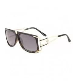 Gazelle Superfly Flat Top Square Aviator Sunglasses - Gold & Tortoise Frame - C118ETOAXUW $8.02 Oversized