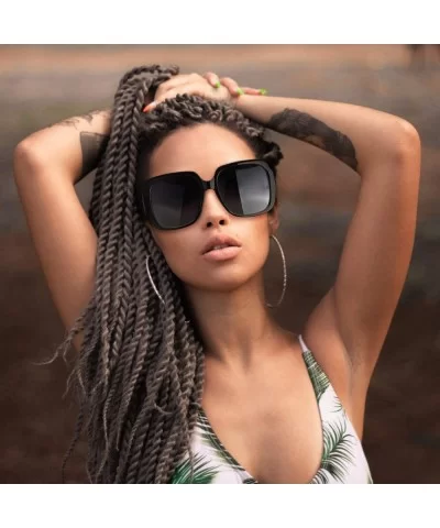 Oversized Square Suglasses for Women Polarized - Fashion Vintage Classic Shades for Outdoor UV Protection - CE18SYIY5D3 $19.5...