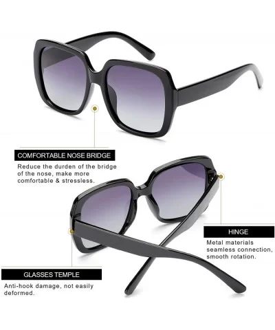 Oversized Square Suglasses for Women Polarized - Fashion Vintage Classic Shades for Outdoor UV Protection - CE18SYIY5D3 $19.5...