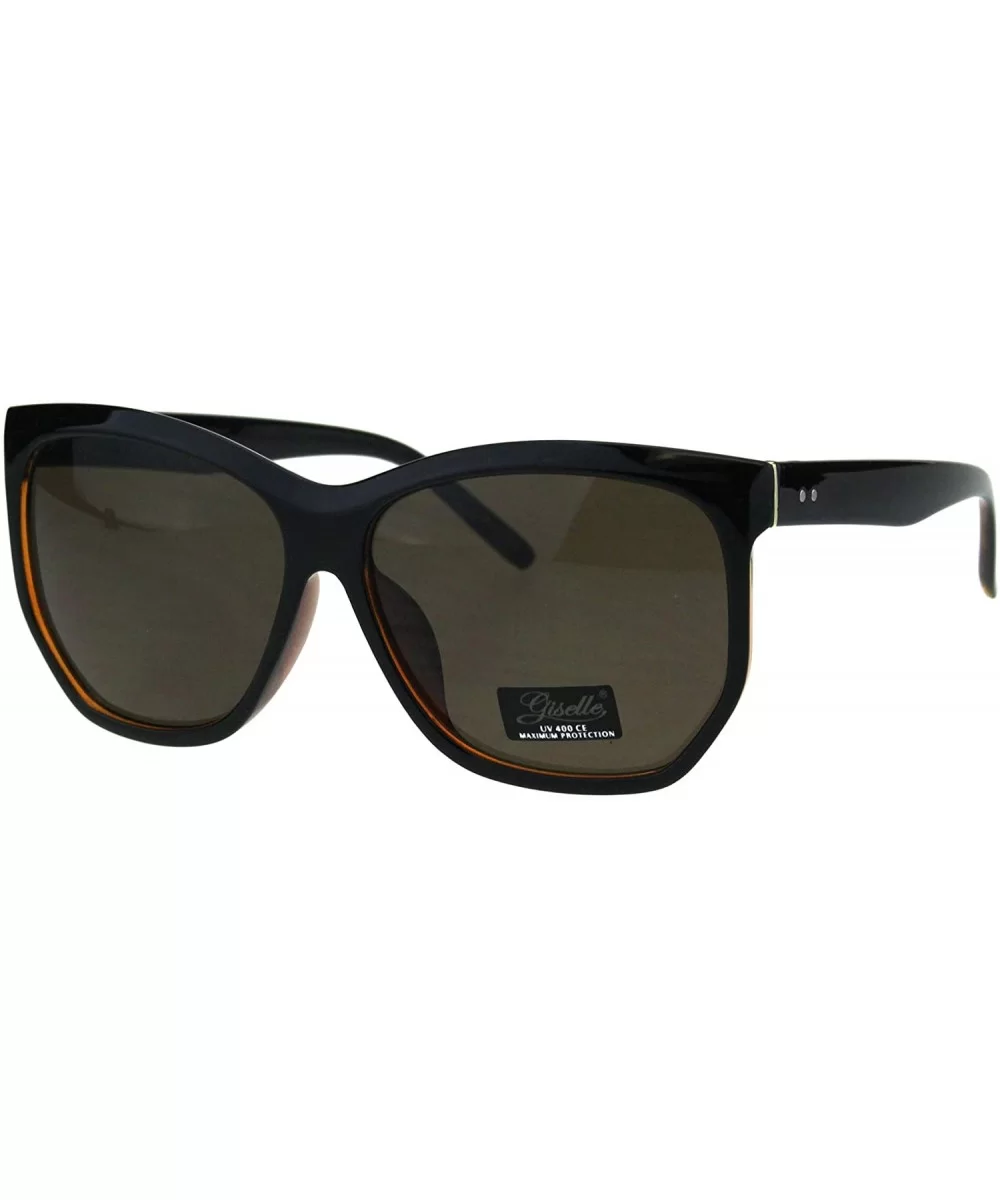 Womens Designer Style Sunglasses Oversized Square Angled Frame UV 400 - Black Brown (Brown) - CU18KHN9CI0 $8.93 Oversized