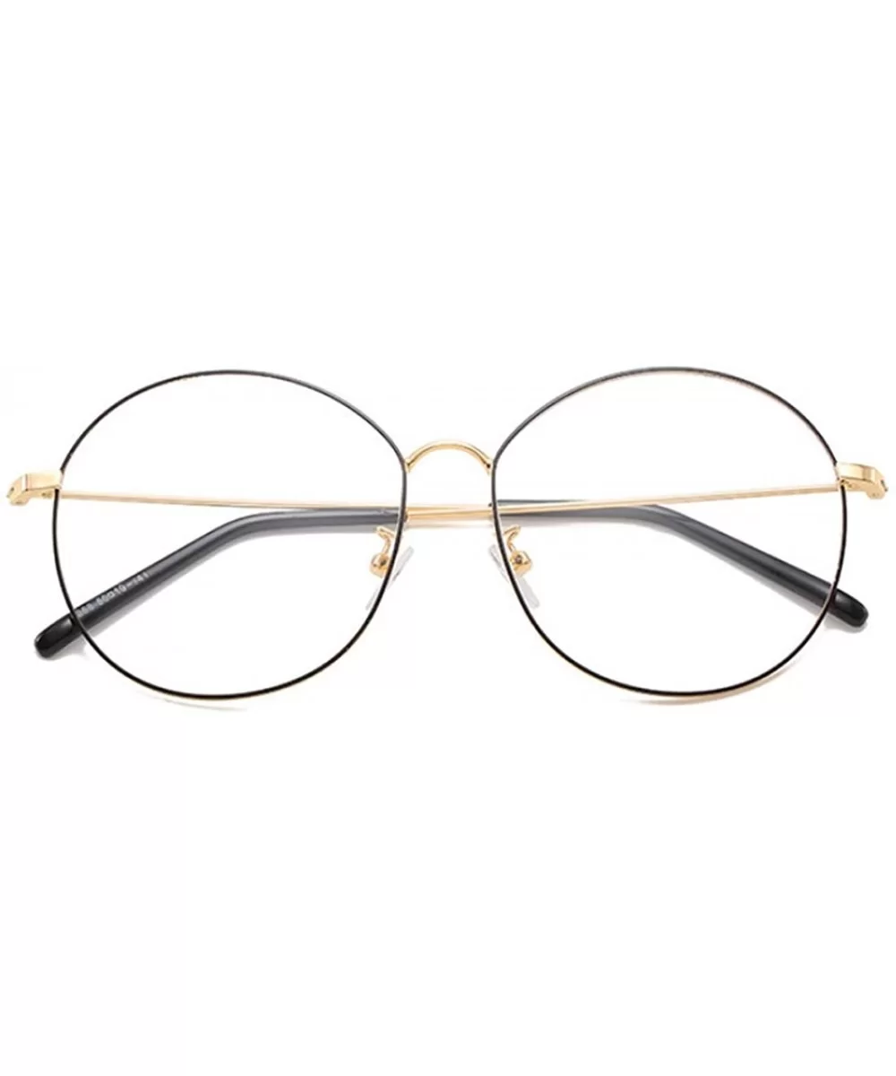 Men's and Women's Retro Metal Eyeglass Frame Round Optical Glasses - Gold Black - C418NR69ELD $7.46 Square