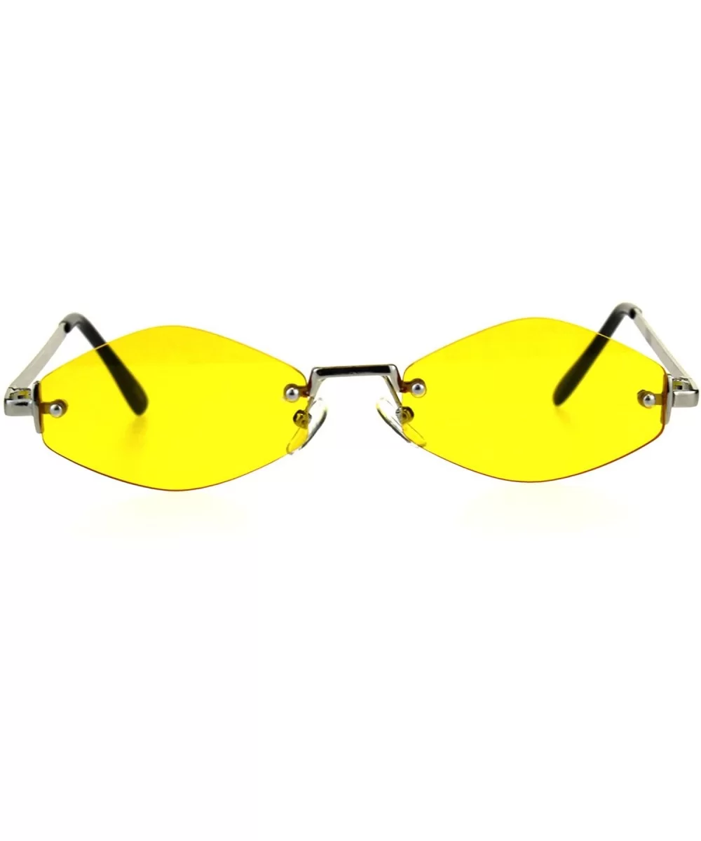 Mens Diamond Hippie Pimp Color Lens Rimless Metal Sunglasses - Silver Yellow - CY18CGNLC4D $10.25 Rectangular