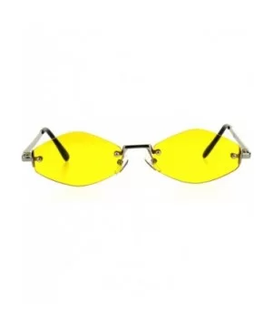 Mens Diamond Hippie Pimp Color Lens Rimless Metal Sunglasses - Silver Yellow - CY18CGNLC4D $10.25 Rectangular